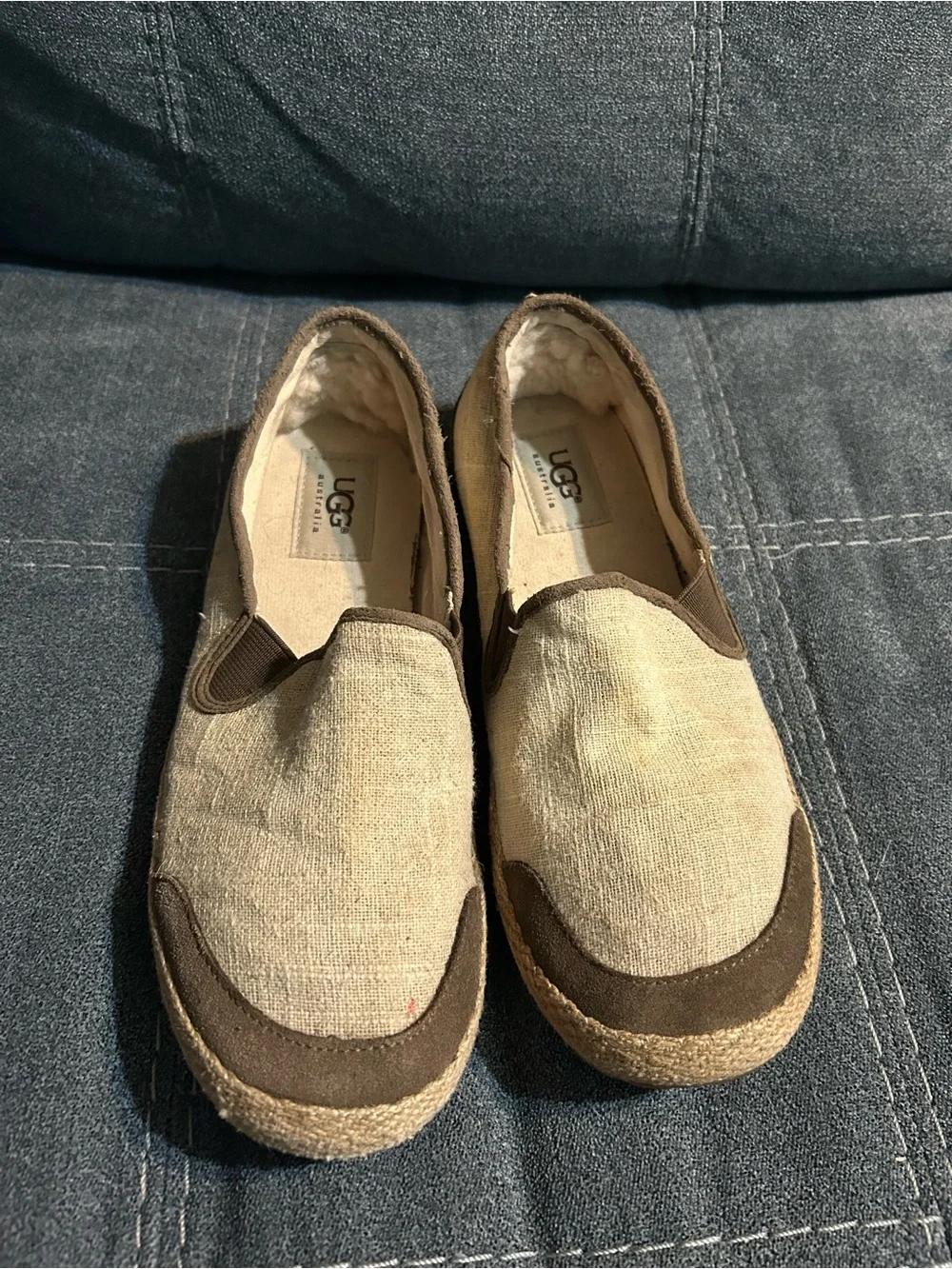 UGG Women’s Beige and Brown Slip-On Espadrilles